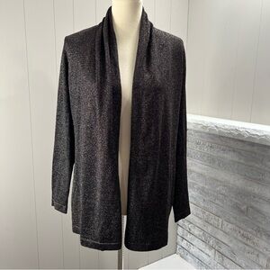 J. McLaughlin Halsey Black Gold Fleck Shimmer Open Front Cardigan Sweater S NWT